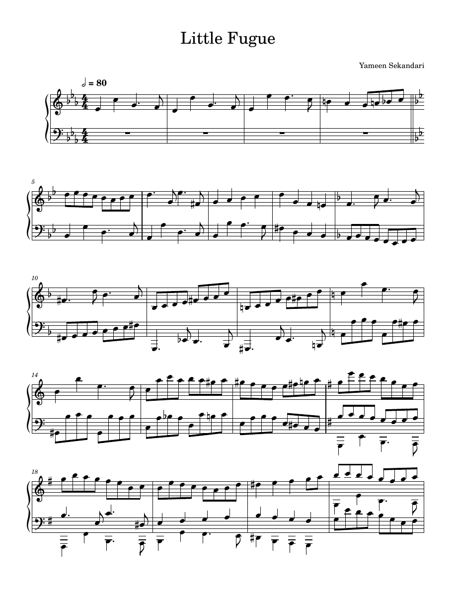 Little Fugue score, page 1 of 3